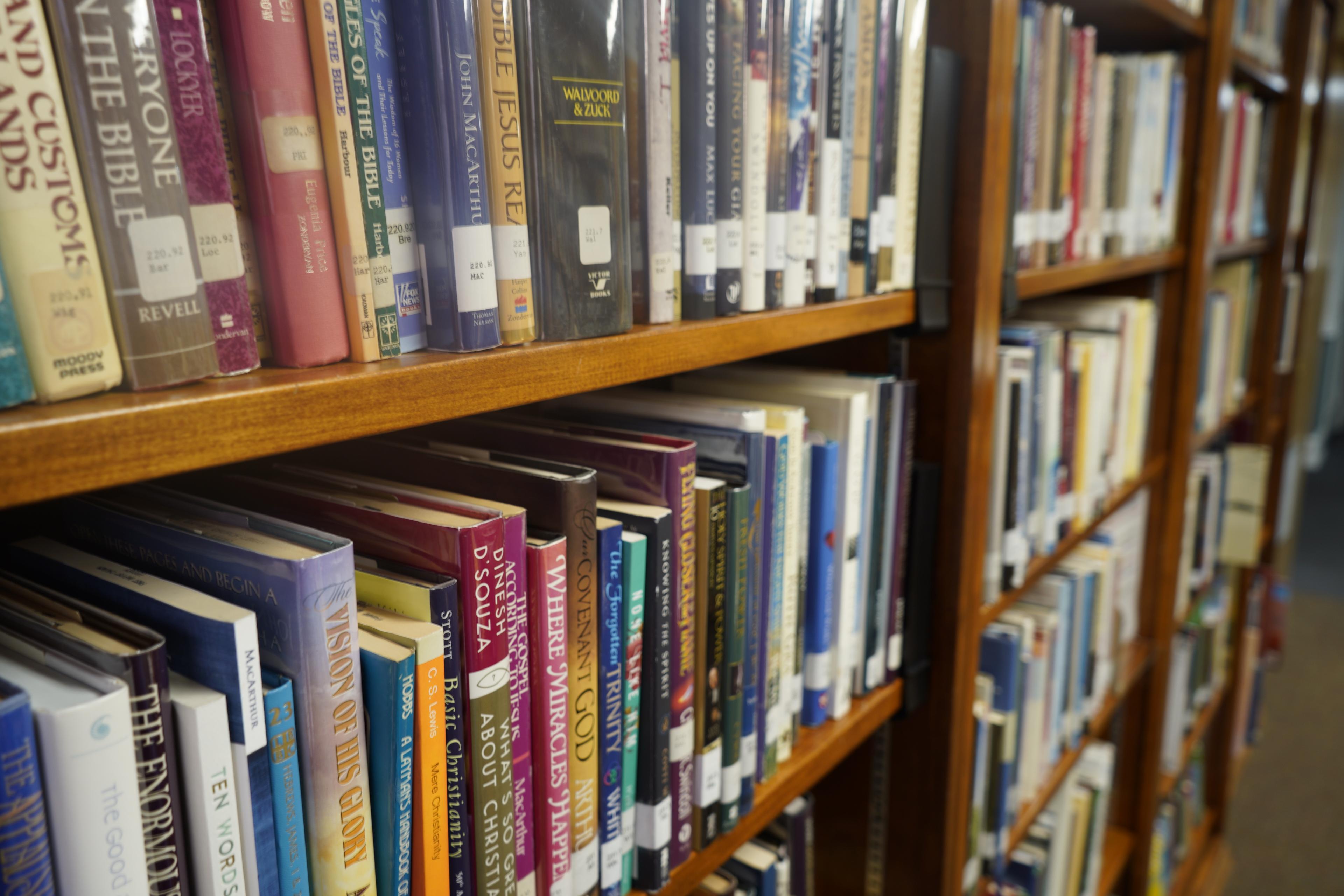 JFBC Media Library bookshelves